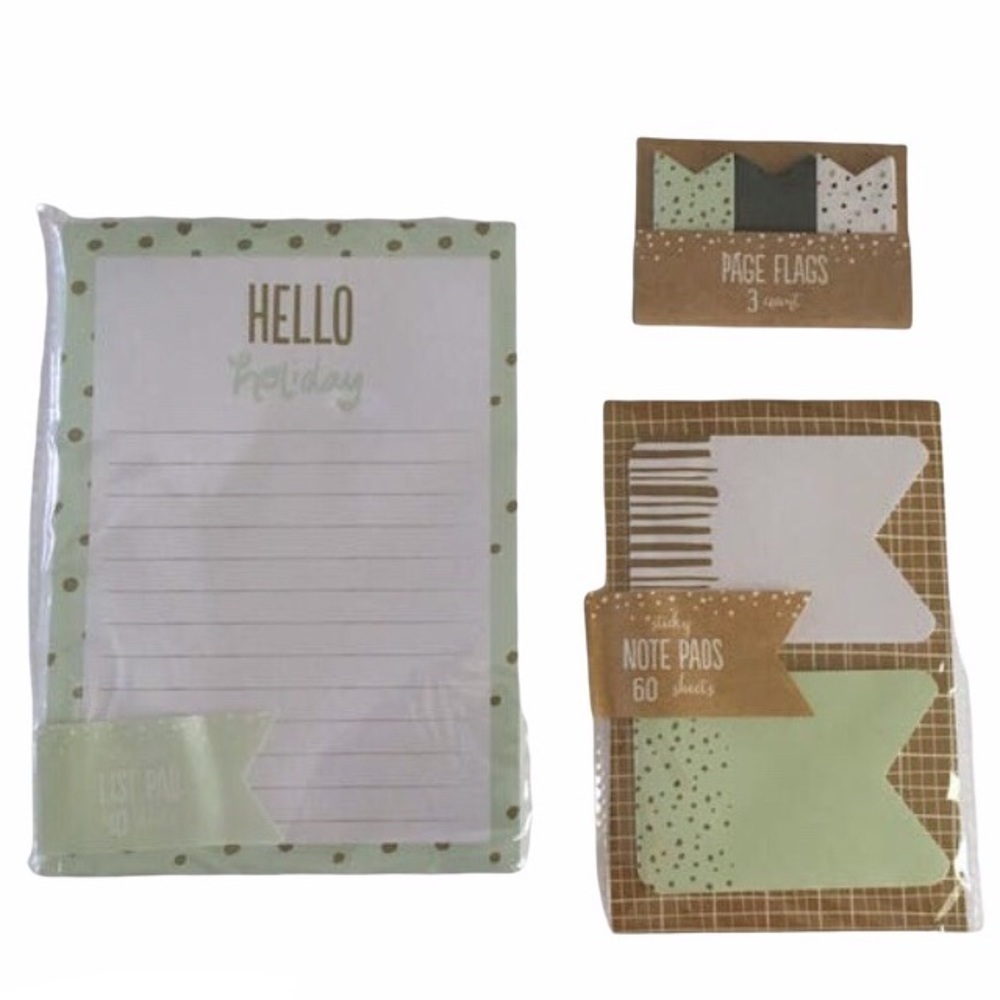 Christmas Dots Hello Holiday Stationery Set Notepad List Sticky Notes Page Flags